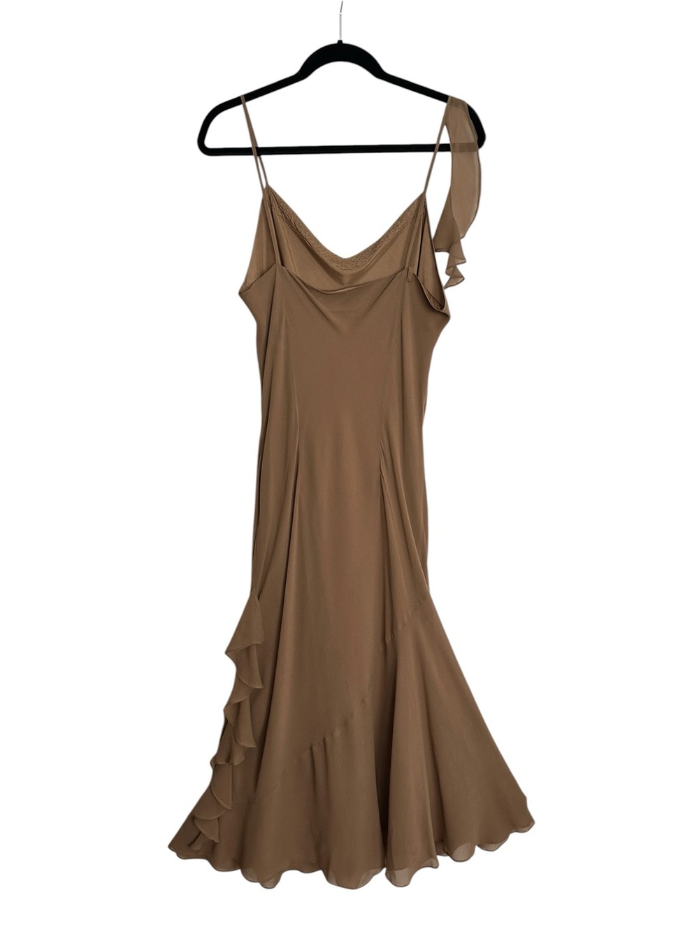 Vintage Y2K Newport News 100% Silk Beaded Ruffle Maxi Dress Size 16 Evening - Picture 6 of 14